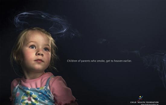 Child Health Foundation – Advertising Agency: Serviceplan, Munchen/Hamburg, Germany: “Children of Parents Who Smoke Get to Heaven Earlier”
