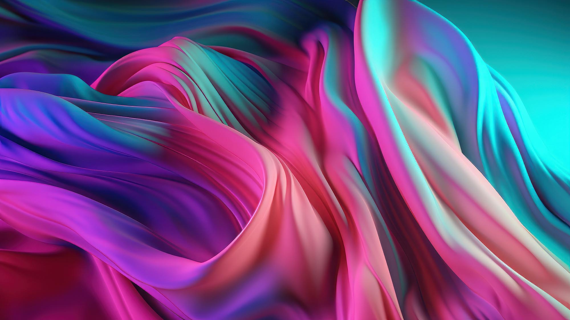 An abstract painting with vibrant pink and blue colors. Generative ai