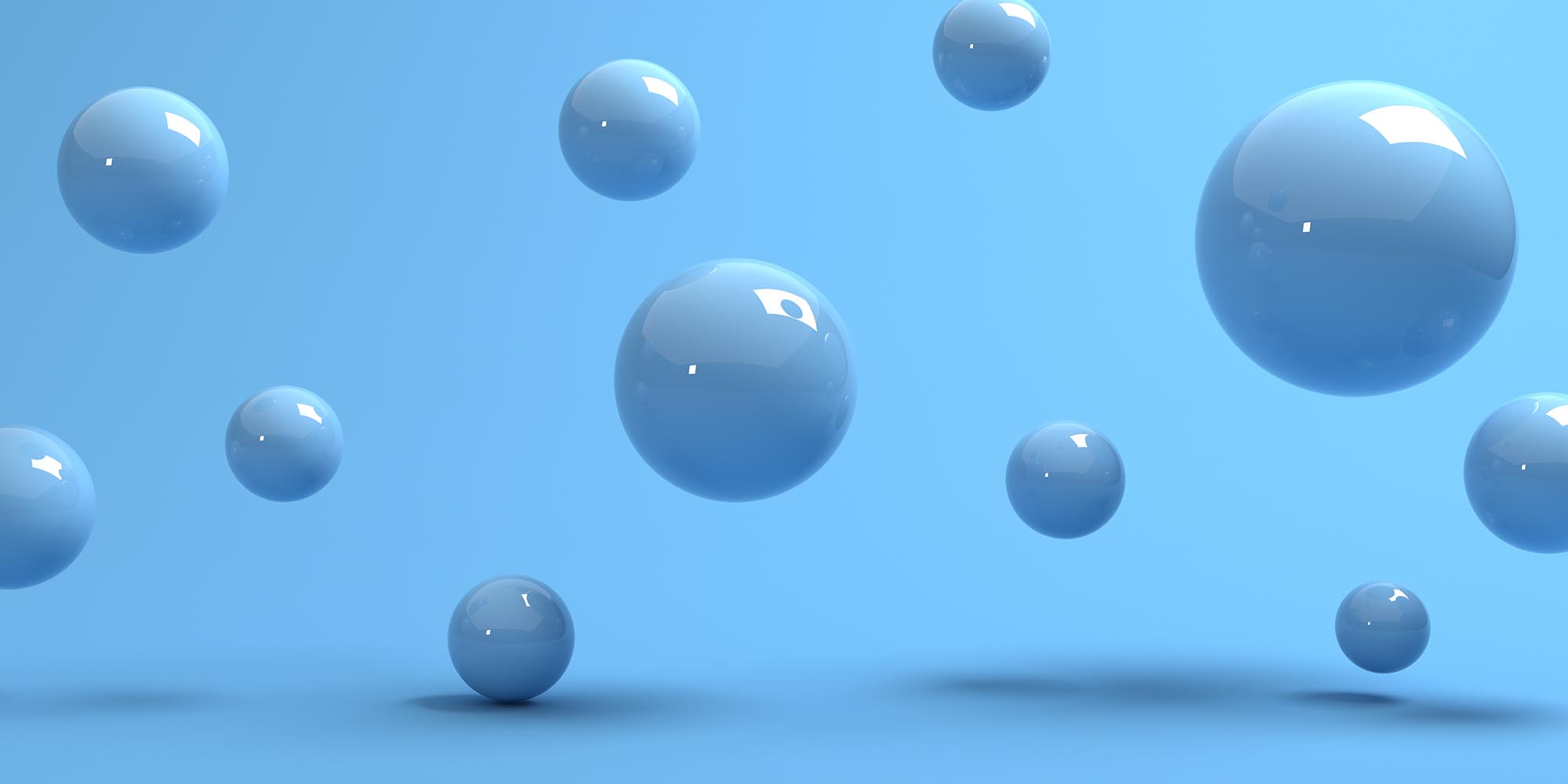 3D render of abstract blue floating spheres