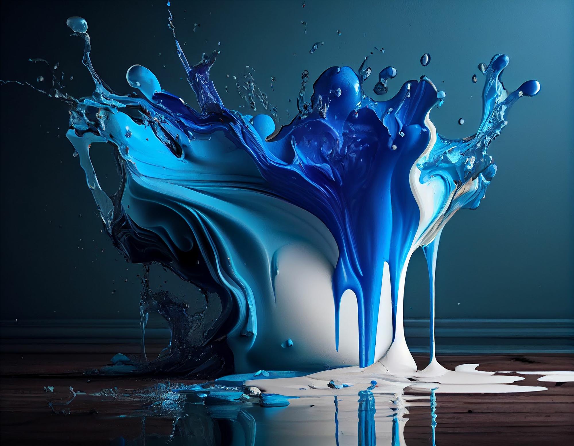 Blue and white paint splash