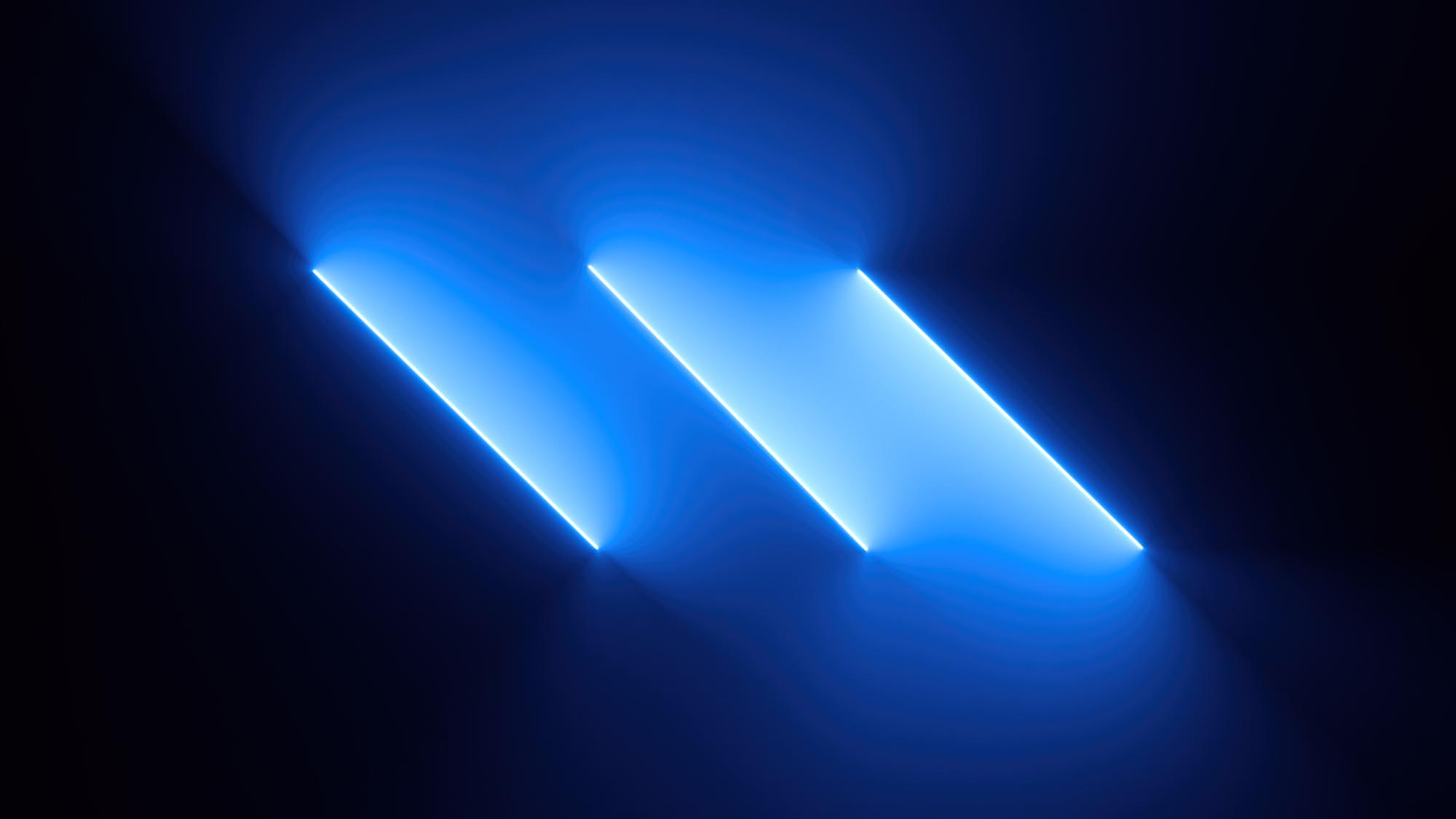 abstract minimal geometric blue neon background with three parallel lines