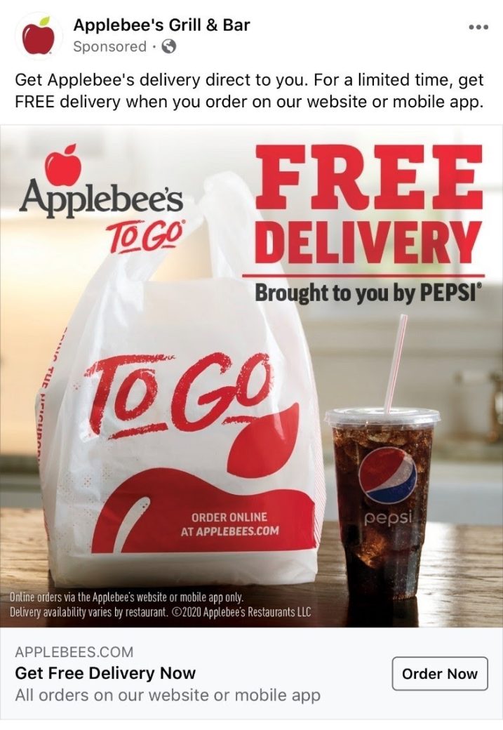 Apple Bee's delivery social media ad
