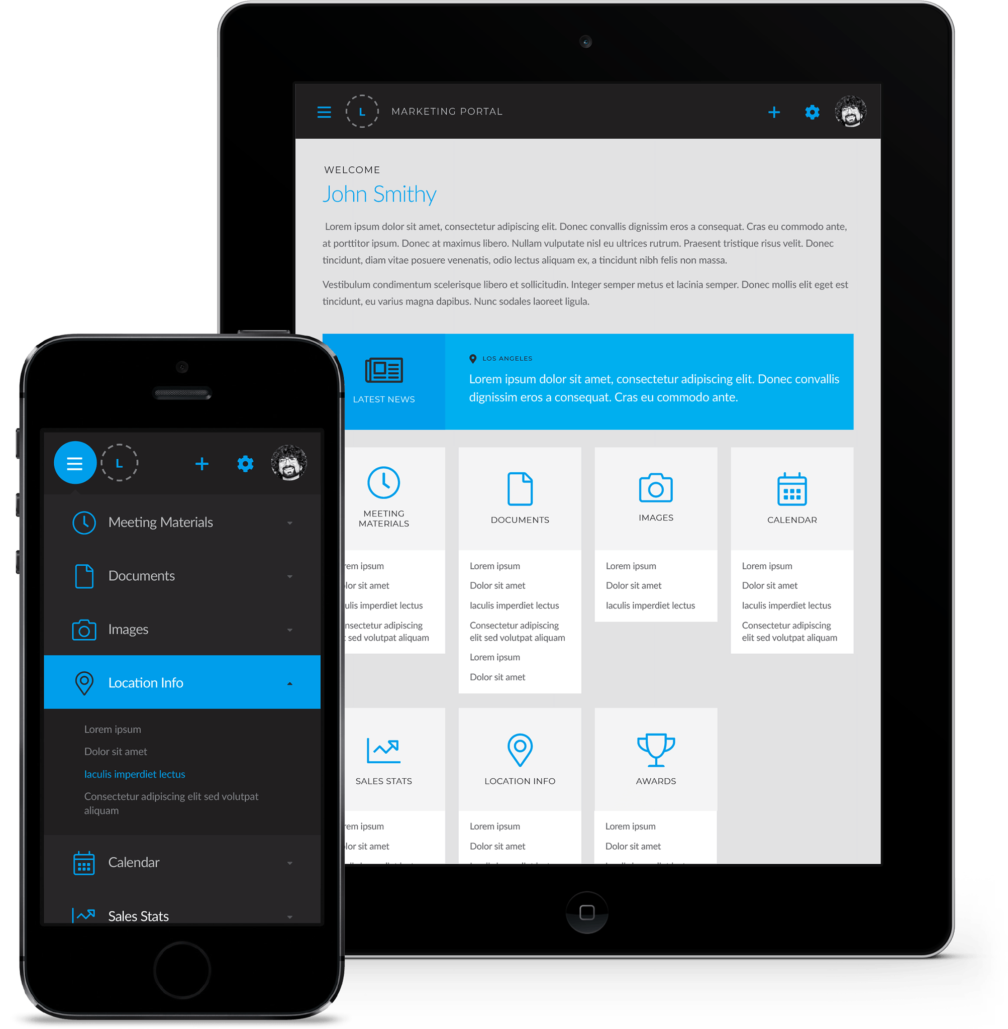Web portal on mobile and tablet