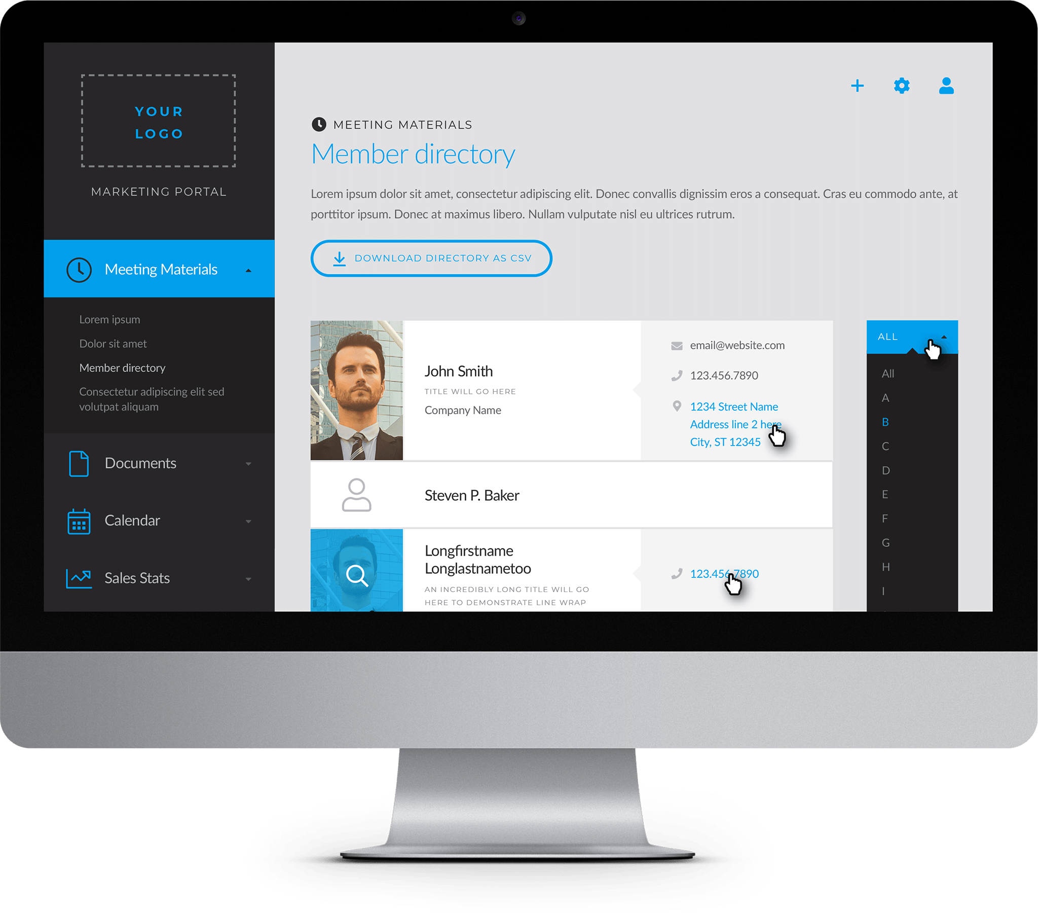 Member directory on desktop