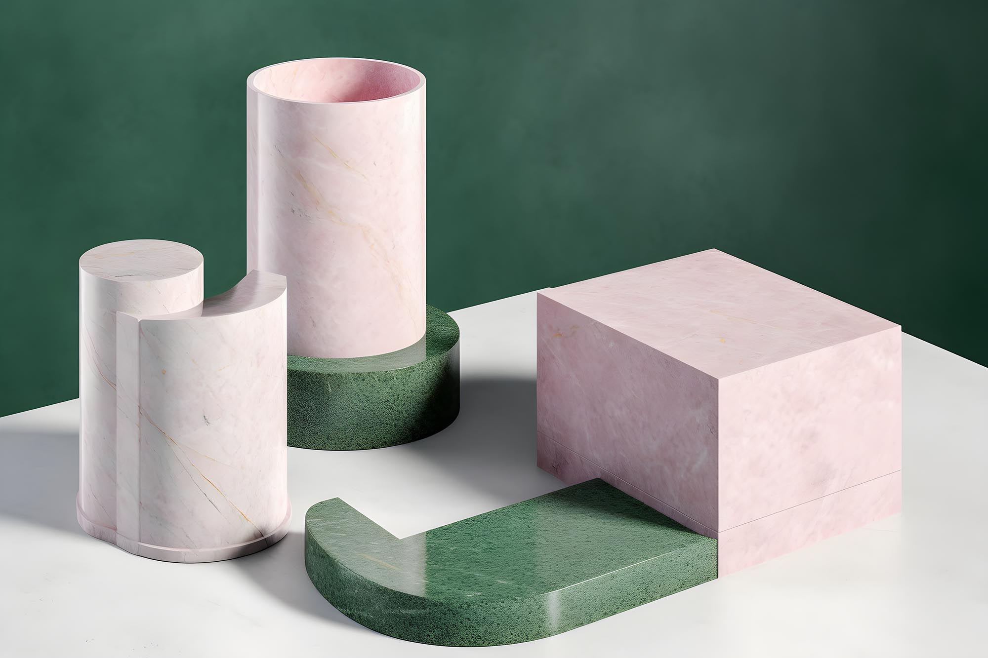 Creative product pink and green marble