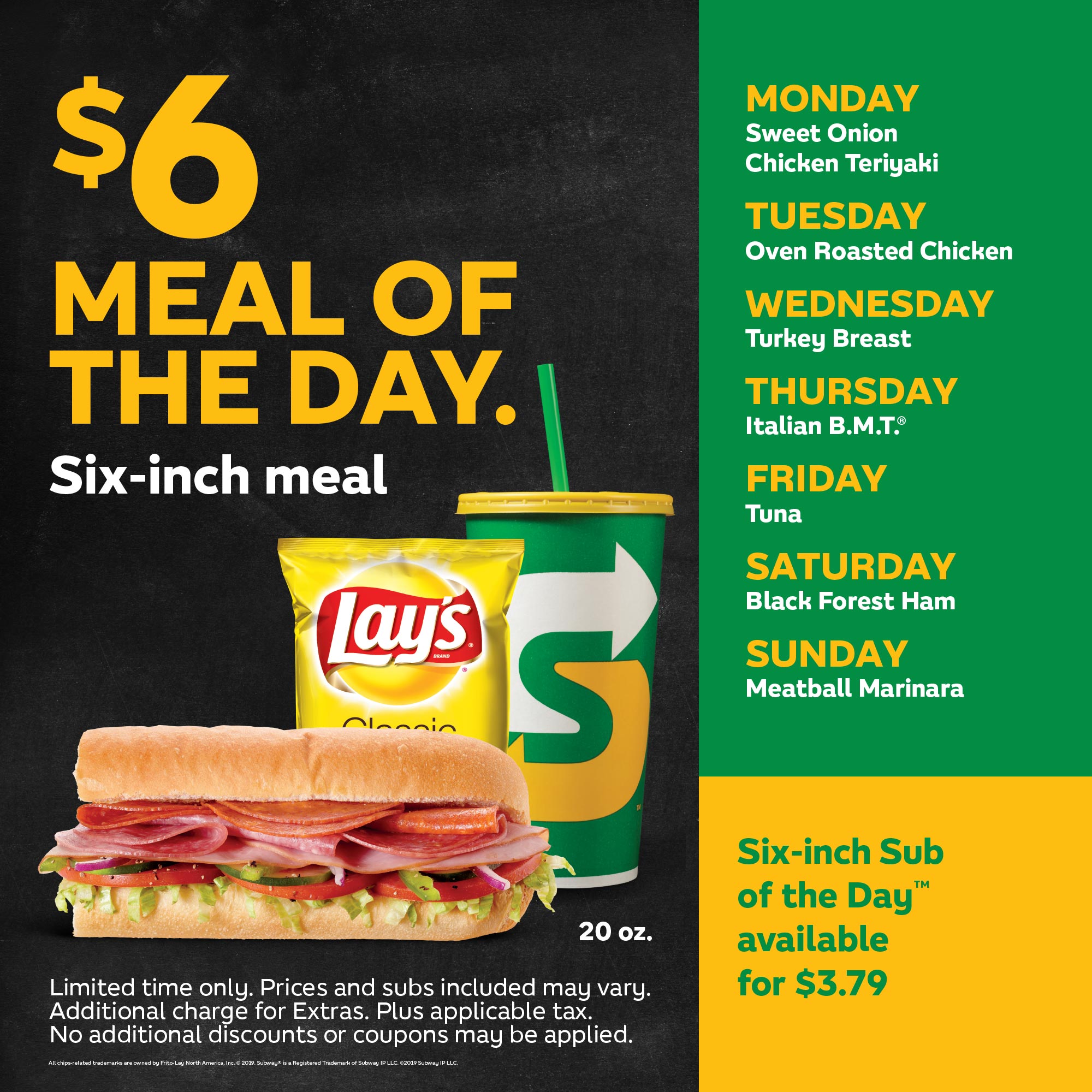 Subway, $6 Meal of the Day In-Store Signage