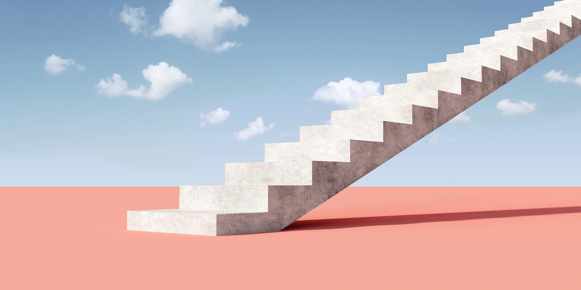 Concrete Staircase on a pink minimalism trendy nature background