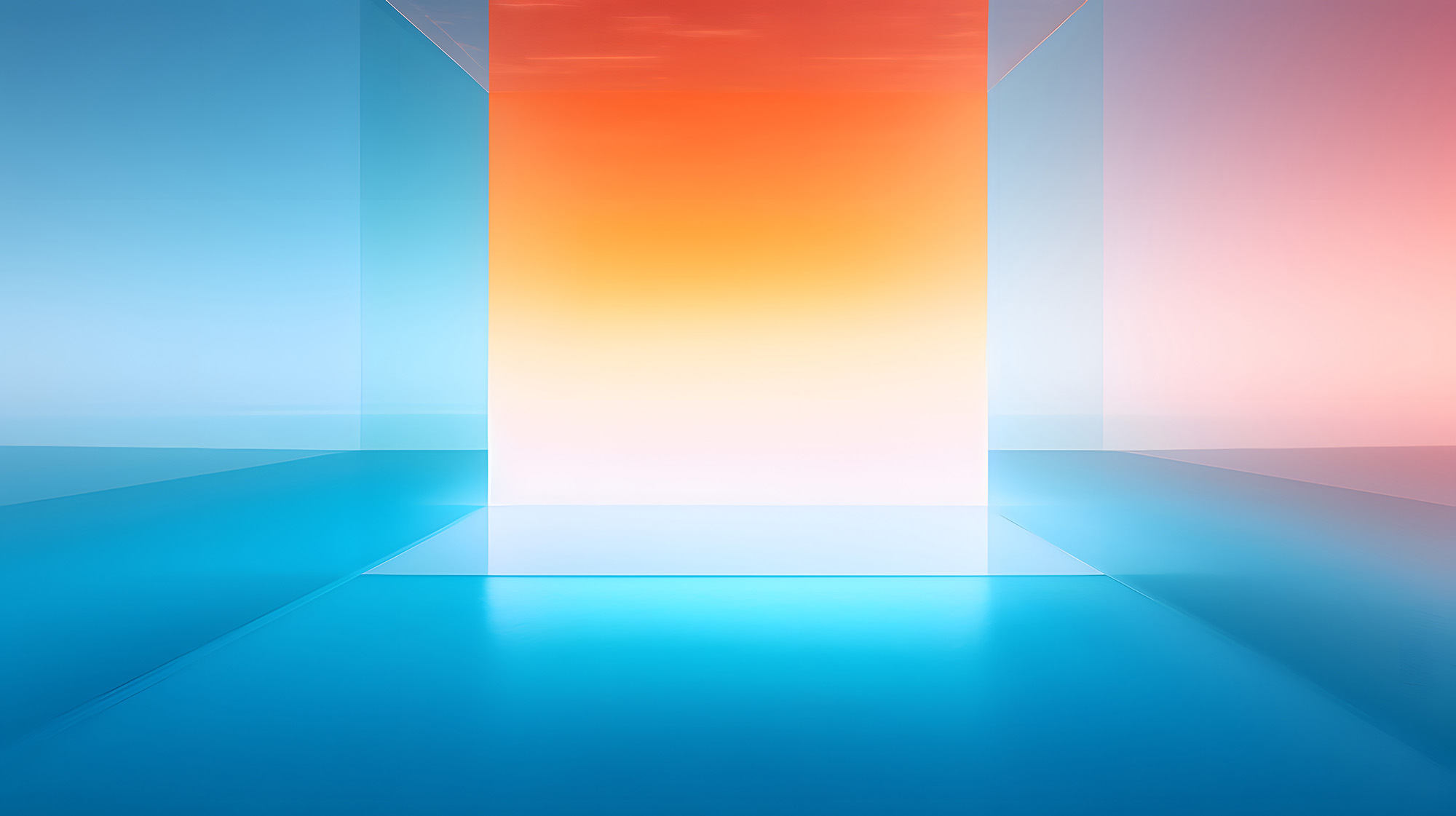 Digital gradient blue orange white glass geometric horizontal version poster web page PPT background with generative AI
