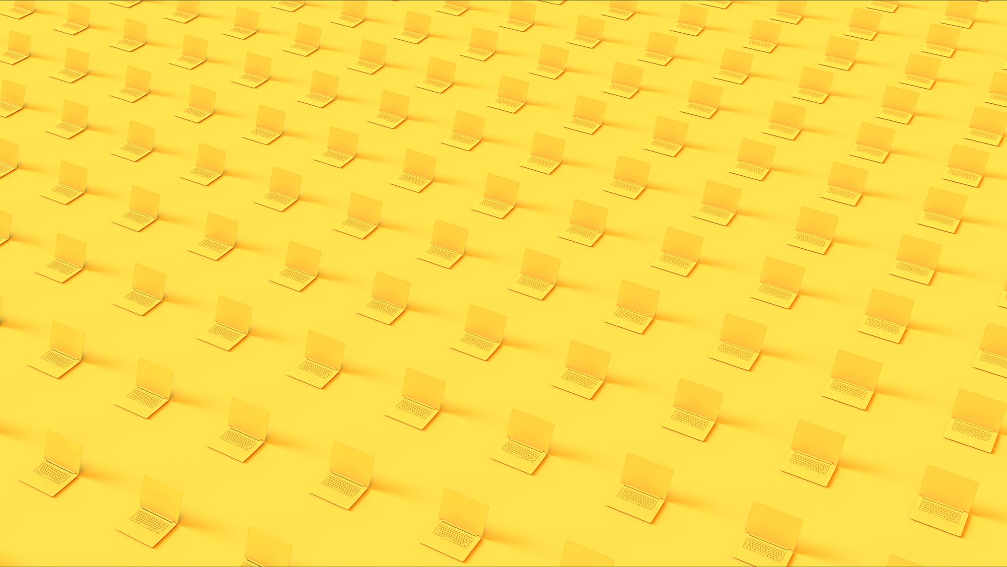 Yellow Laptops Grid Layout 3d illustration 3d render