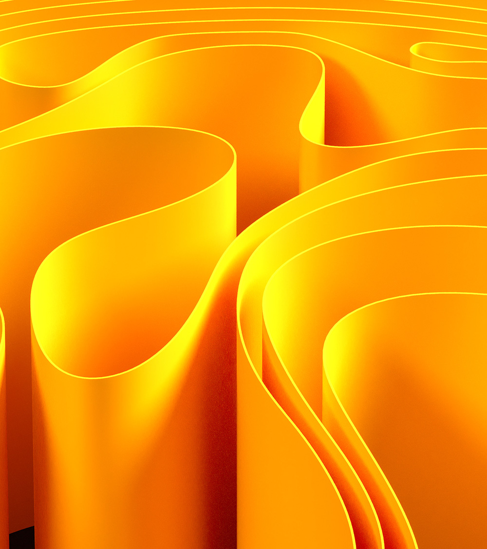 Abstract folded paper effect. Bright colorful yellow background