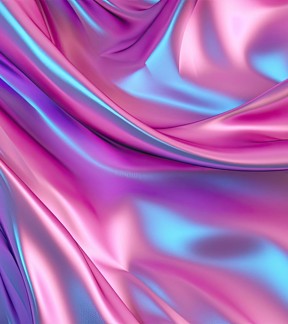 Glossy holographic foil texture magenta, cyan and pink colorful pattern in flowing fabric style abstract minimalist soft colors created with Generative AI Technology
