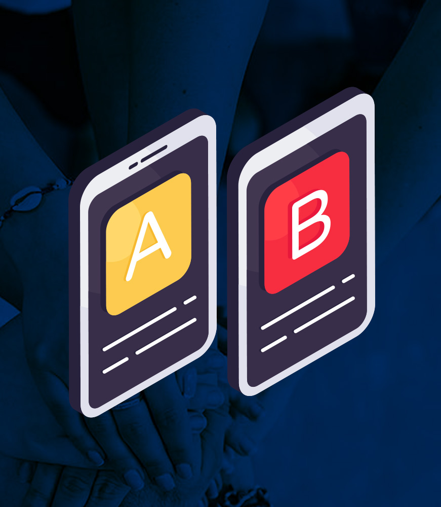 Two phones comparing A/B Test