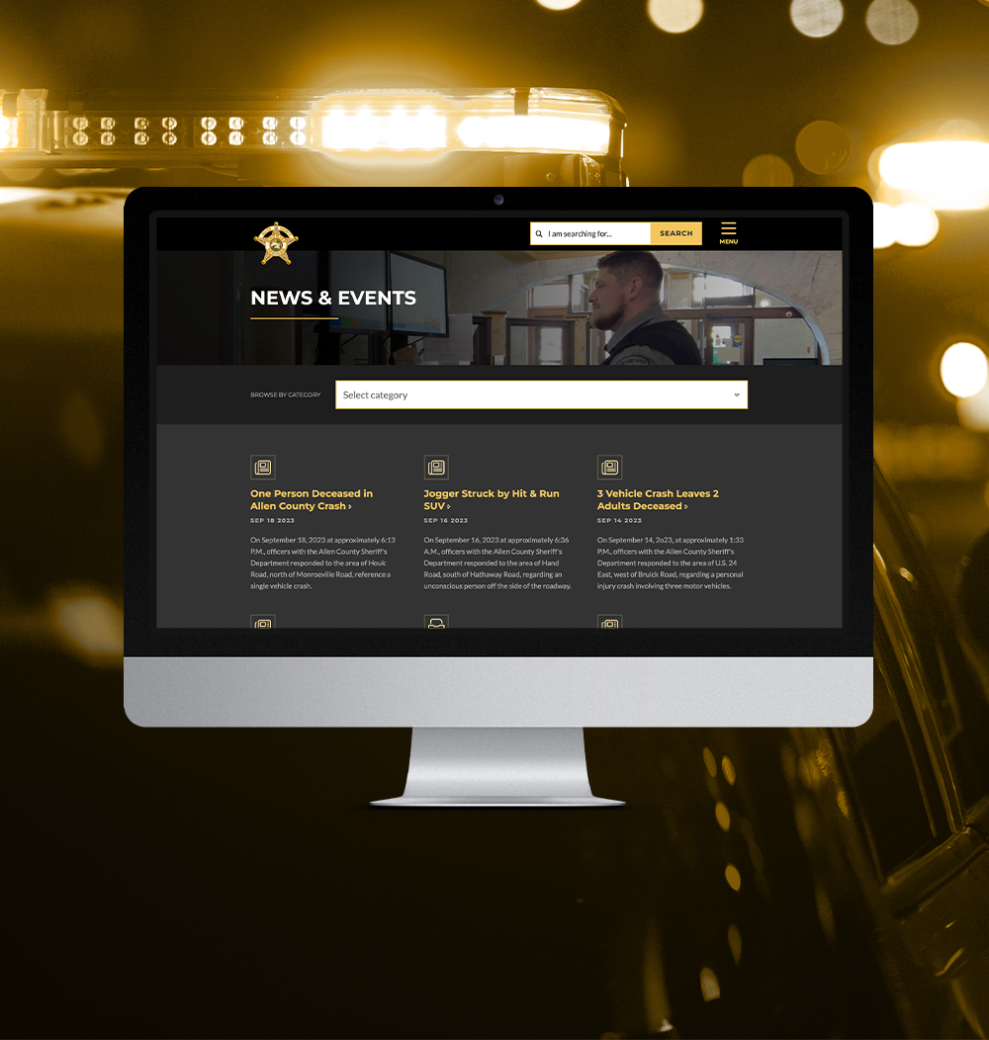 Sheriff News and Events page on an iMac
