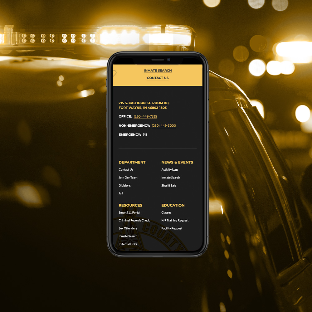 Allen County Sheriff site on mobile device