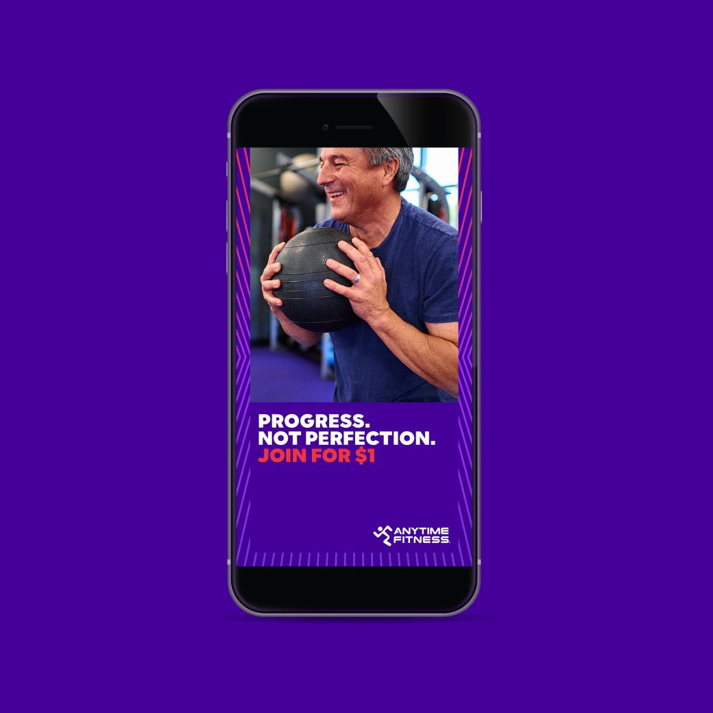 "Progress. Not Perfection." digital ad on mobile device