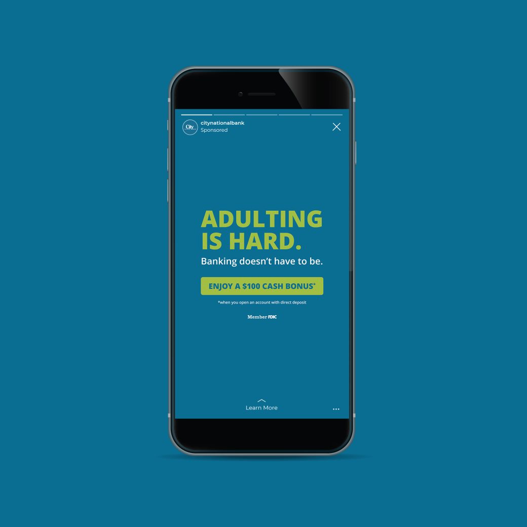 Adulting is hard ad on mobile phone