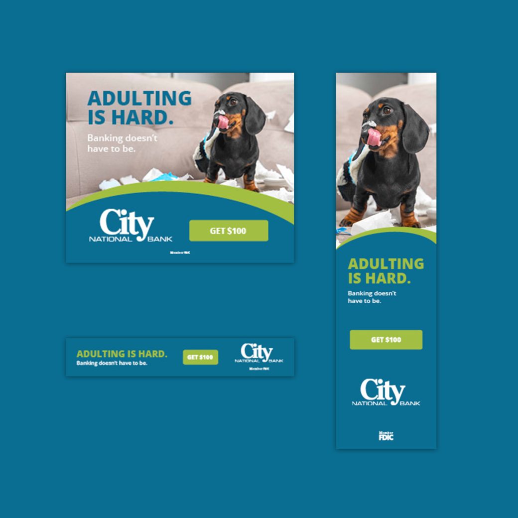 Three Adulting advertisements