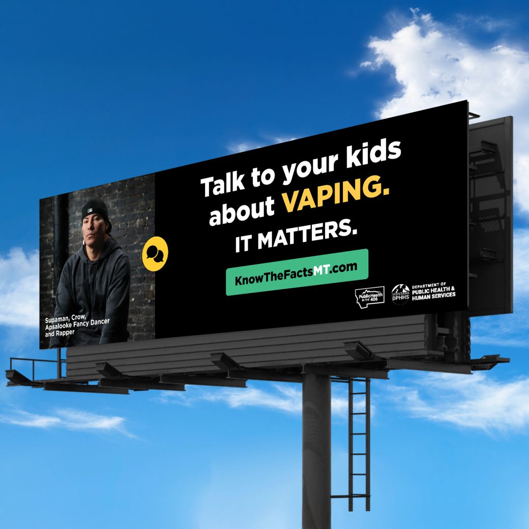 billboard encouraging conversations to educate children on the risks of vaping
