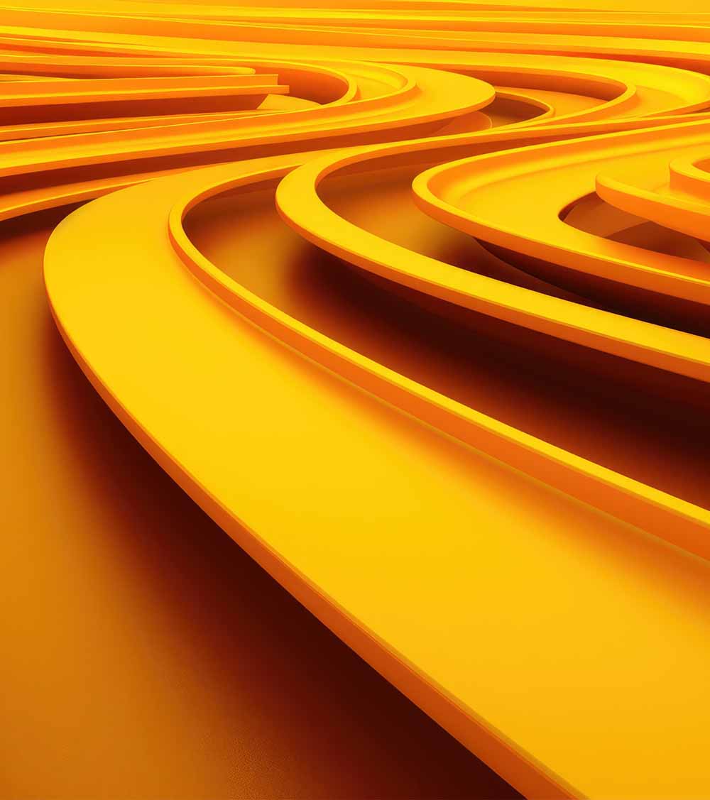 A vibrant yellow abstract background with flowing curved lines.