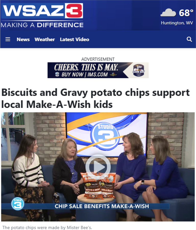 News coverage of Mister Bee Potato Chips.